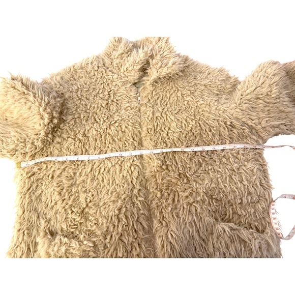 Molly Bracken Beige Shaggy Faux Fur Zip Up Jacket Women's Size Medium - Picture 5 of 7